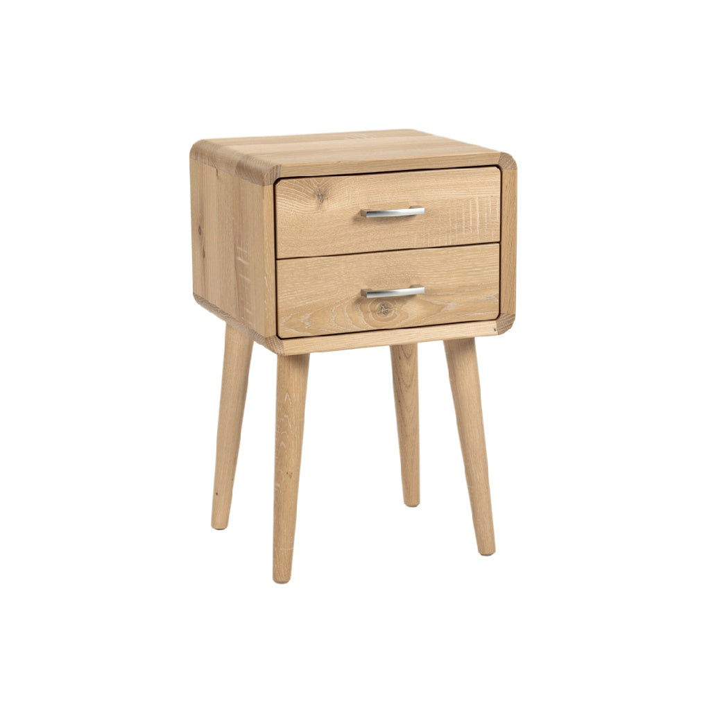 Modern Wooden Nightstand with Two Drawers and Slim Legs