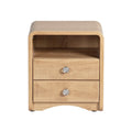 Modern Wooden Nightstand with Two Drawers and Open Shelf
